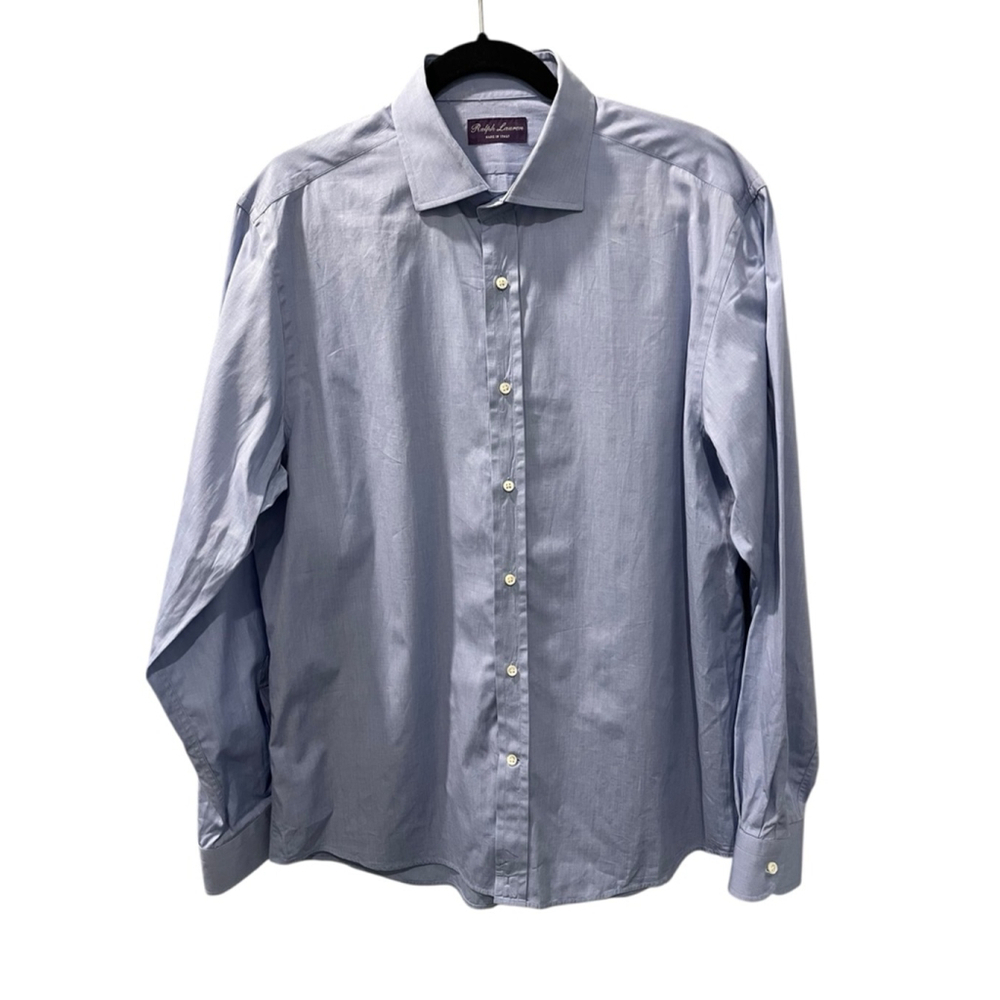 Ralph Lauren Purple Label Long Sleeve Button Up Shirt Size 17 XL Italy Cotton